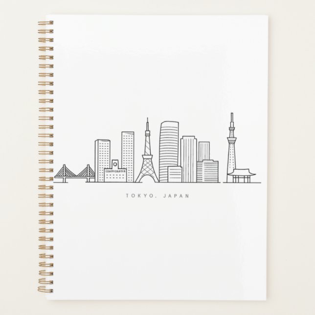 Minimalist Tokyo Skyline Illustration Planner (Front)