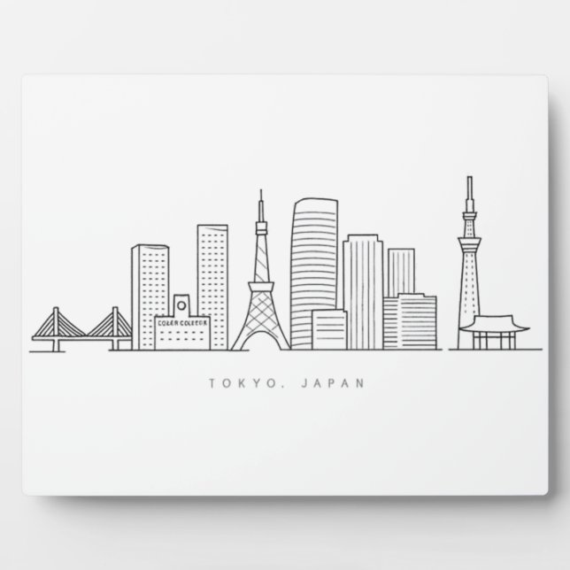 Minimalist Tokyo Skyline Illustration Plaque (Front)