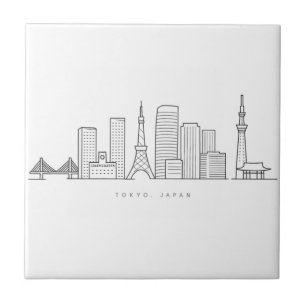 Minimalist Tokyo Skyline Illustration Tile