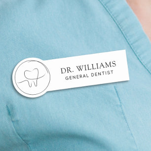 Minimalist Tooth Dentist Name Tag