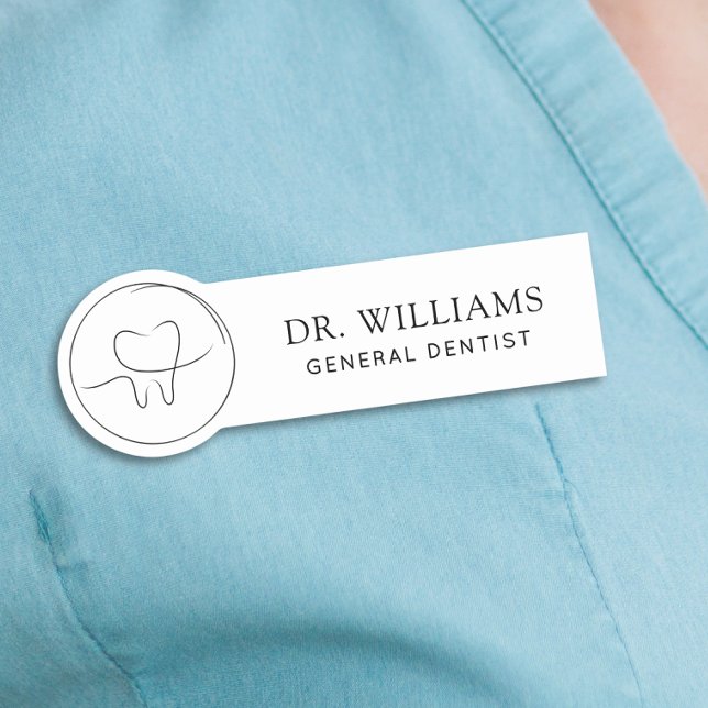 Minimalist Tooth Dentist Name Tag (Creator Uploaded)