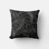 Minimalist Topographic Contour Lines Throw Cushion