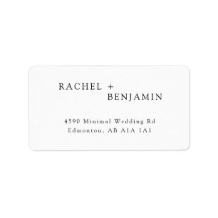 Minimalist Traditional Simple Black White wedding Label