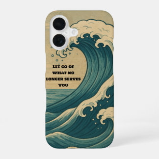 Minimalist Tranquil Ocean Wave 'Let Go' iPhone 16 Case