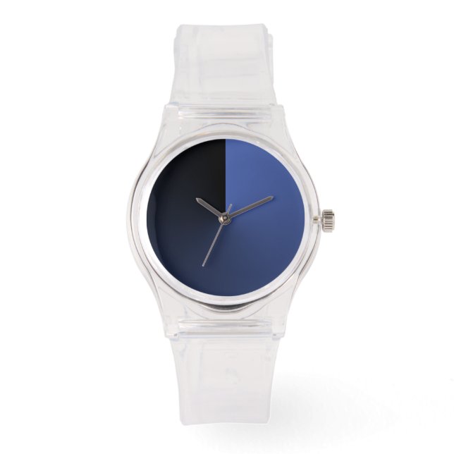 Minimalist Transparent with Black and Blue Dial Watch (Front)
