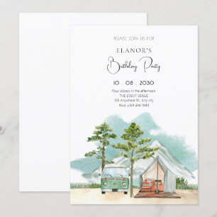 Minimalist travel nature birthday invitation