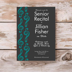 Minimalist Treble Clef Senior Music Recital Invitation