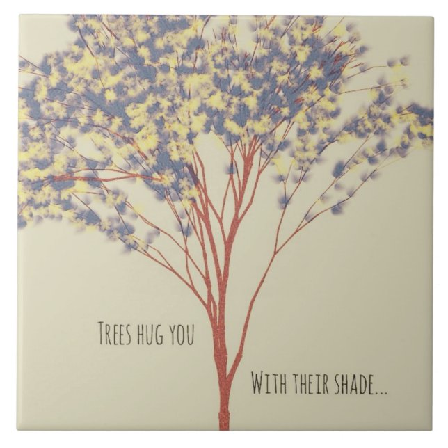 Minimalist Tree Art with Quote Ceramic Tile (Front)