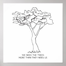Minimalist Tree Line Drawing Motivational Saying
