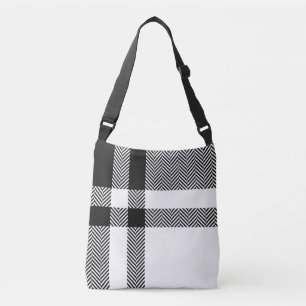 Minimalist Trendy Black and White Plaid  Crossbody Bag