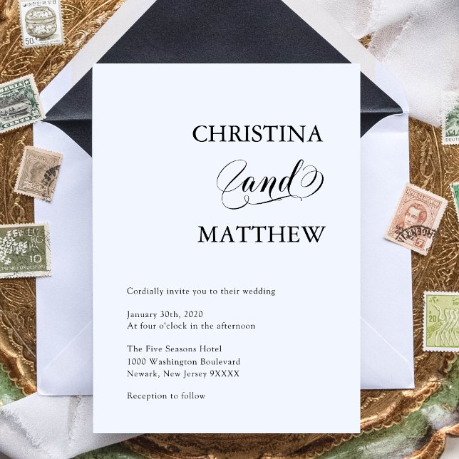 Minimalist Trendy Black & White Wedding Invitation (Creator Uploaded)