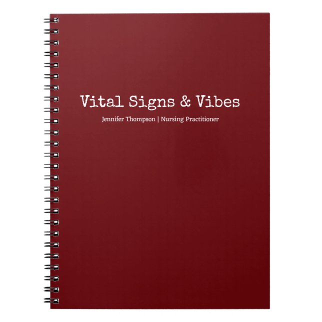 Minimalist Trendy Bloody Red Nursing Student  Notebook (Front)