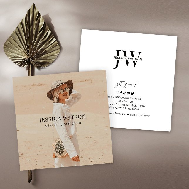 Minimalist Trendy Full Photo Simple Photography Square Business Card (Creator Uploaded)
