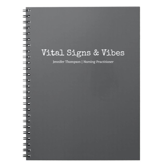 Minimalist Trendy Grey Nursing Student College Notebook (Front)