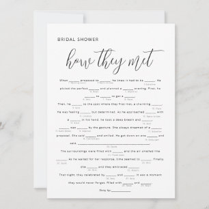 Minimalist Trendy How They Met Bridal Shower Game 