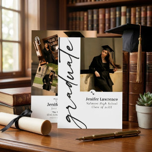 Minimalist trendy layout photo graduate Invitation