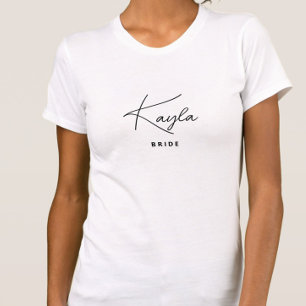 Minimalist Trendy Personalised Bride T-Shirt