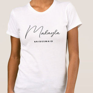 Minimalist Trendy Personalised Bridesmaid T-Shirt