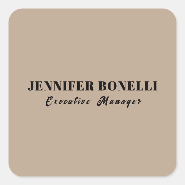 Minimalist trendy personalised customised name square sticker (Front)