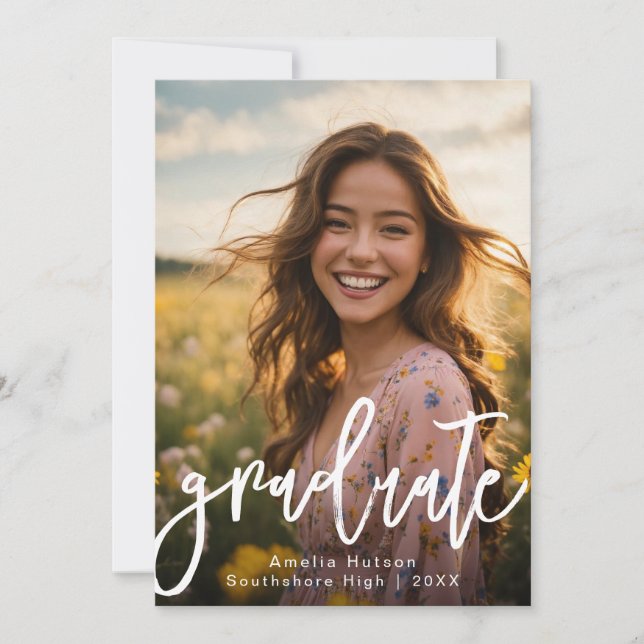 Minimalist Trendy Photo Graduation Announcement (Front)