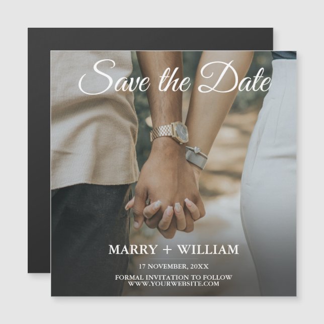 Minimalist Trendy Photo Save The Date Magnet (Front/Back)