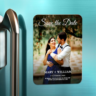Minimalist Trendy Photo Save The Date Wedding Magnet