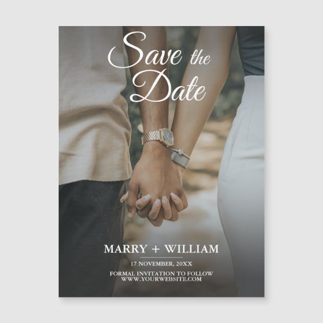 Minimalist Trendy Replace Photo Save The Date Card (Front)