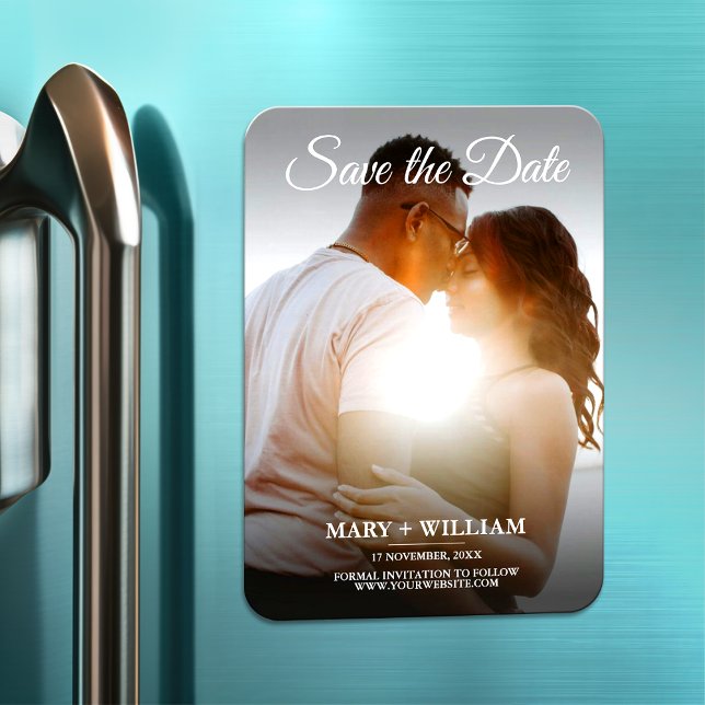Minimalist Trendy Replace Photo Save The Date Card Magnet (Creator Uploaded)
