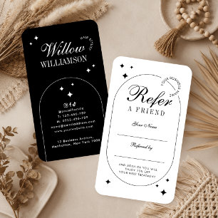 Minimalist Trendy Vintage Script Beauty Salon Spa Referral Card
