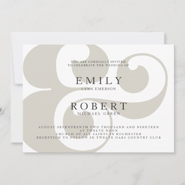 Minimalist Trendy Wedding Invitation - Ampersand (Front)