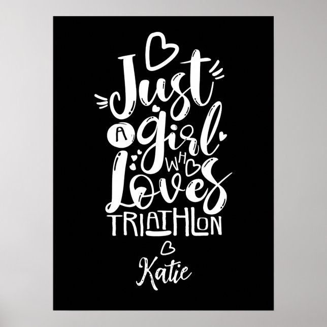 Minimalist Triathlon Motivation Typo Customisable Poster (Front)