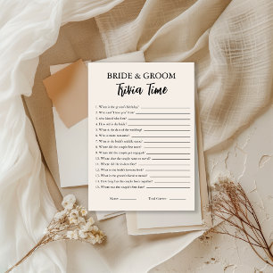 Minimalist Trivia Game For Bride And Groom Card