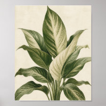 Minimalist Tropical Botanical Leaf Art Print – Gre