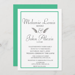 Minimalist Tropical Leaf Greenery Simple Wedding Invitation