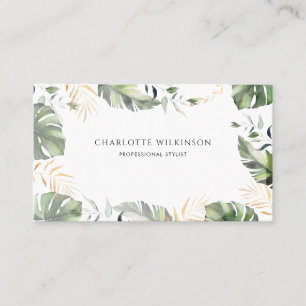 Minimalist Tropical Palm Leaves Professional Business Card