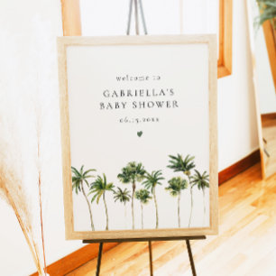 Minimalist Tropical Palm Tree Baby Shower Welcome Poster