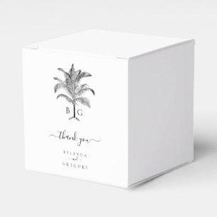 Minimalist Tropical Palm Tree Monogram Wedding Favour Box