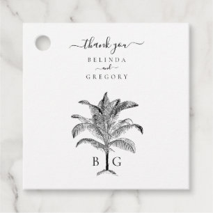 Minimalist Tropical Palm Tree Monogram Wedding Favour Tags