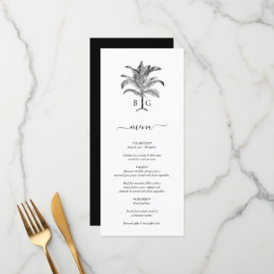 Minimalist Tropical Palm Tree Monogram Wedding Menu