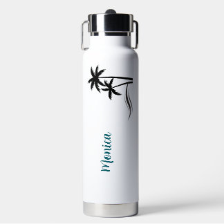 Minimalist Tropical Palm Trees Beach Water Bottle
