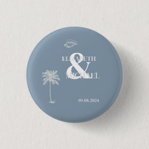 Minimalist Tropical Wedding Dusty Blue 3 Cm Round Badge