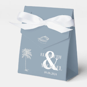 Minimalist Tropical Wedding Dusty Blue Favour Box