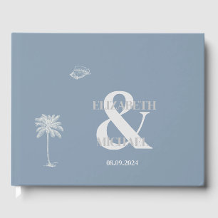 Minimalist Tropical Wedding Dusty Blue Guest Book