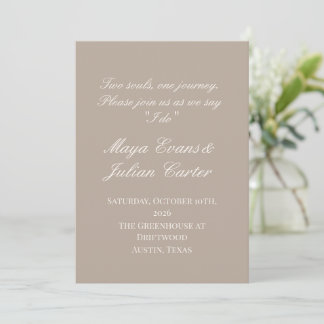  Minimalist Tuape & Warm White Wedding  Invitation