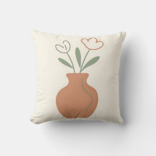Minimalist Tulip Vase Line Art Cushion