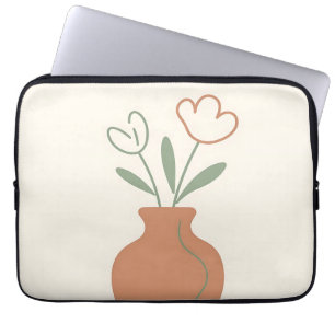 Minimalist Tulip Vase Line Art Laptop Sleeve