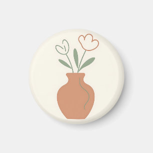 Minimalist Tulip Vase Line Art Magnet
