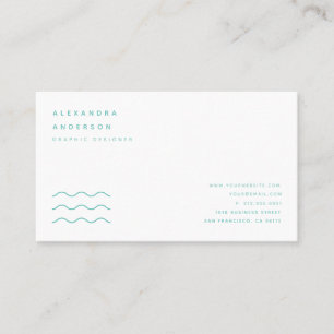 Minimalist Turquoise Blue & White Business Card