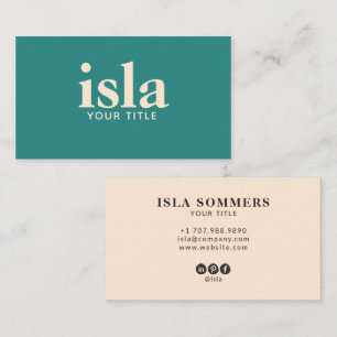 Minimalist Turquoise Cream Typography Logo Business Card