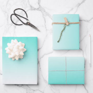 Minimalist Turquoise Gradient Wrapping Paper Sheet